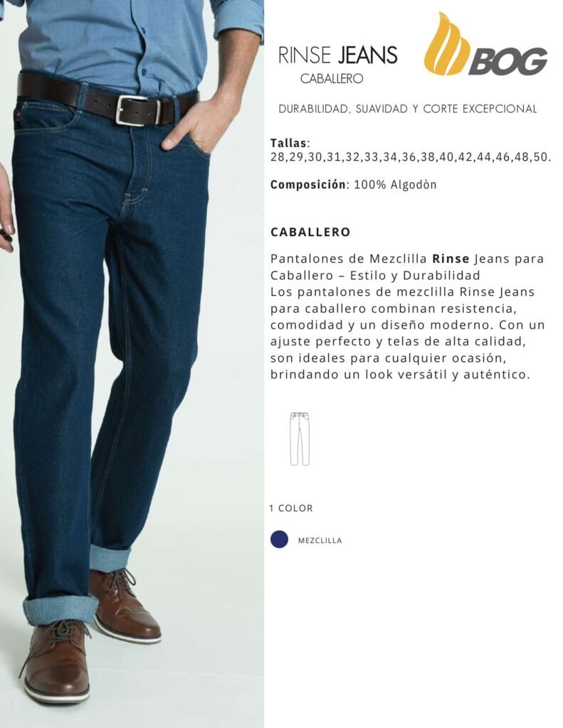 PANTALON MEZCLILLA MOD RINSE JEANS CABALLERO