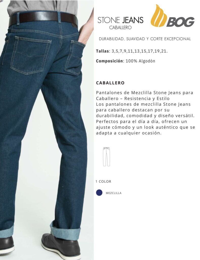 PANTALON MEZCLILLA MOD STONE JEANS CABALLERO