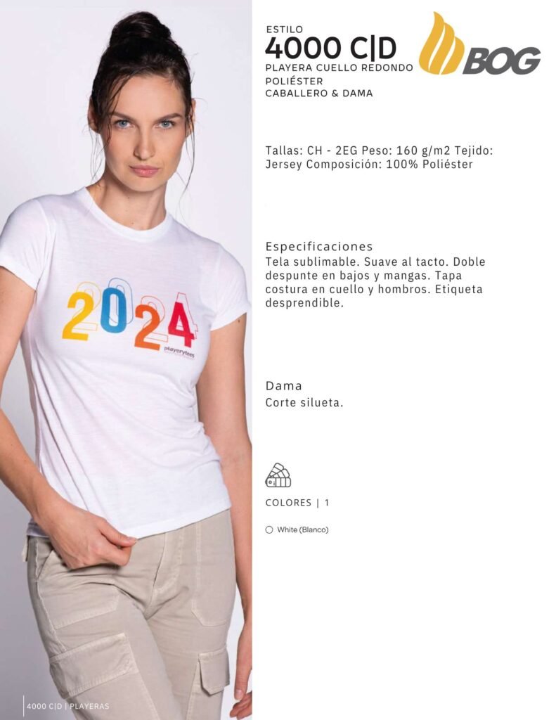 PLAYERA MOD 4000 C D DAMA