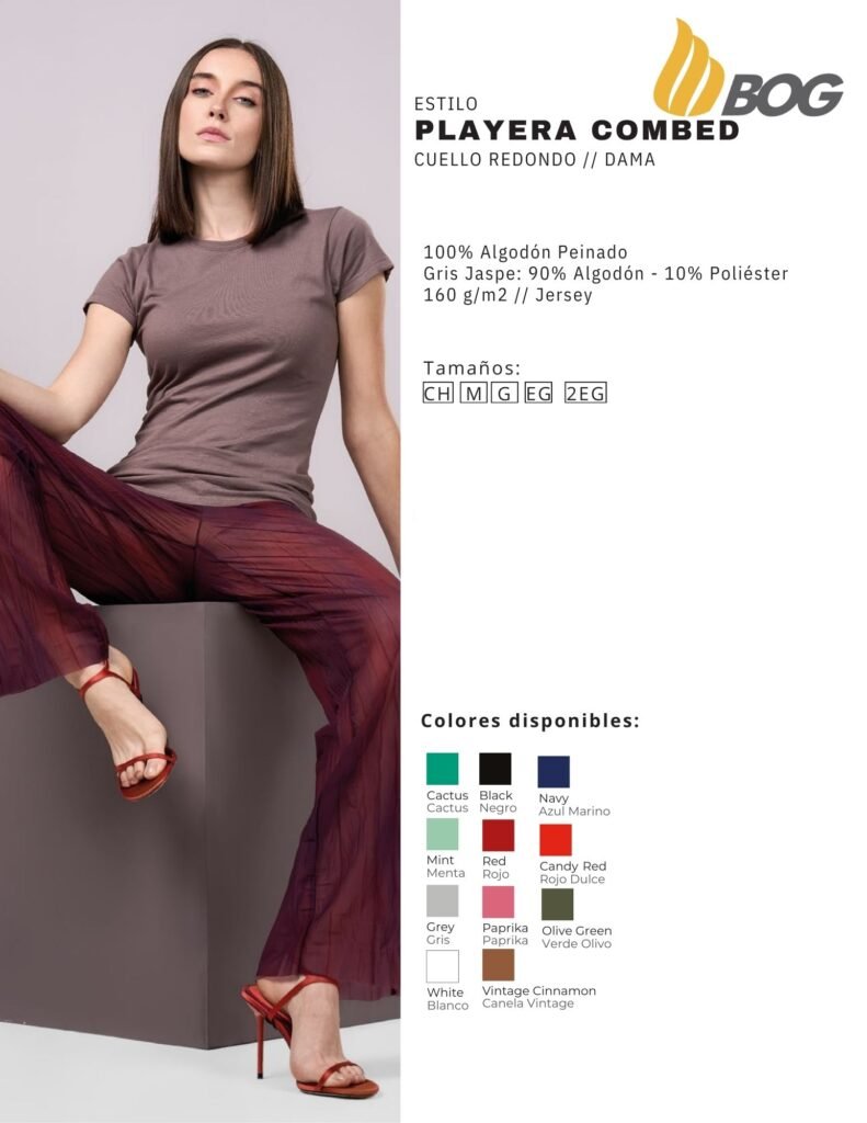 PLAYERA MOD COMBED CUELLO REDONDO DAMA