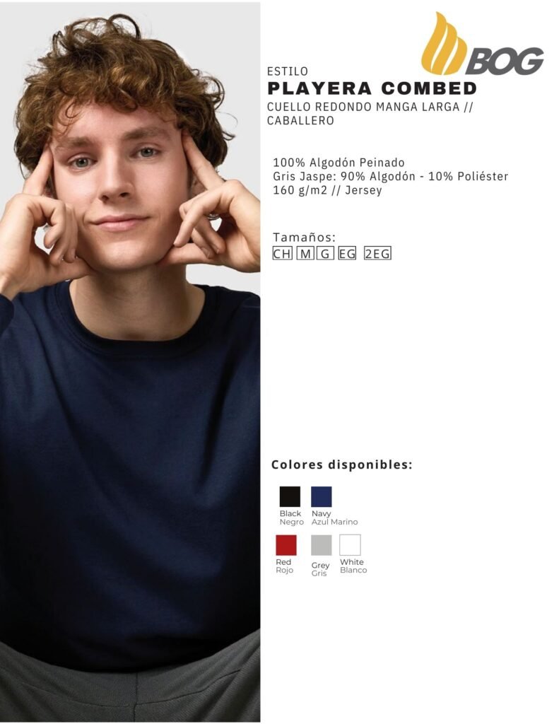 PLAYERA MOD COMBED CUELLO REDONDO MANGA LARGA CABALLERO