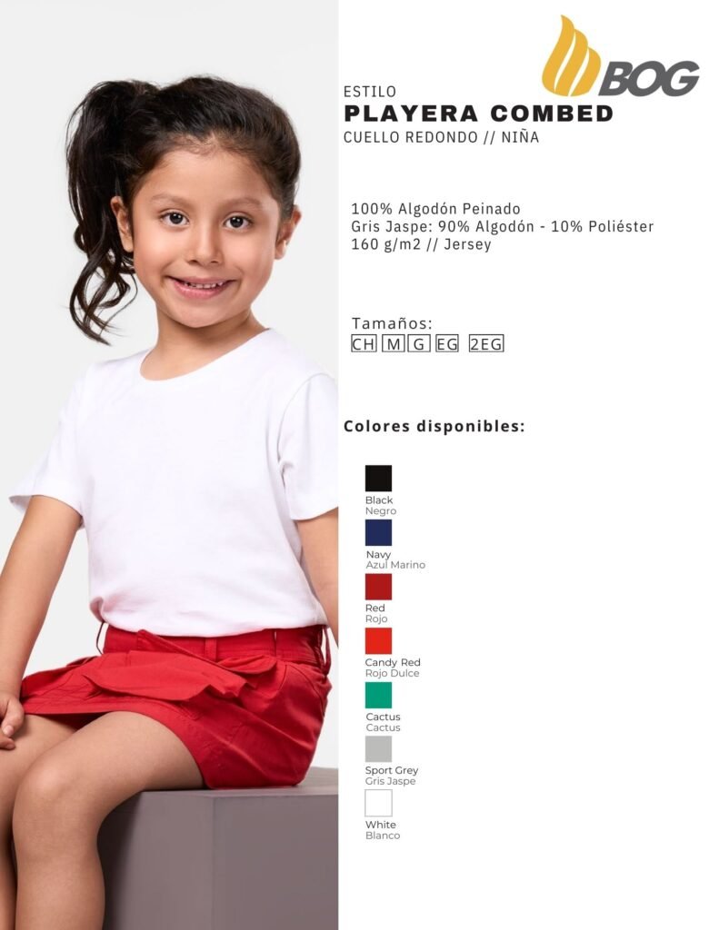 PLAYERA MOD COMBED CUELLO REDONDO NIÑA