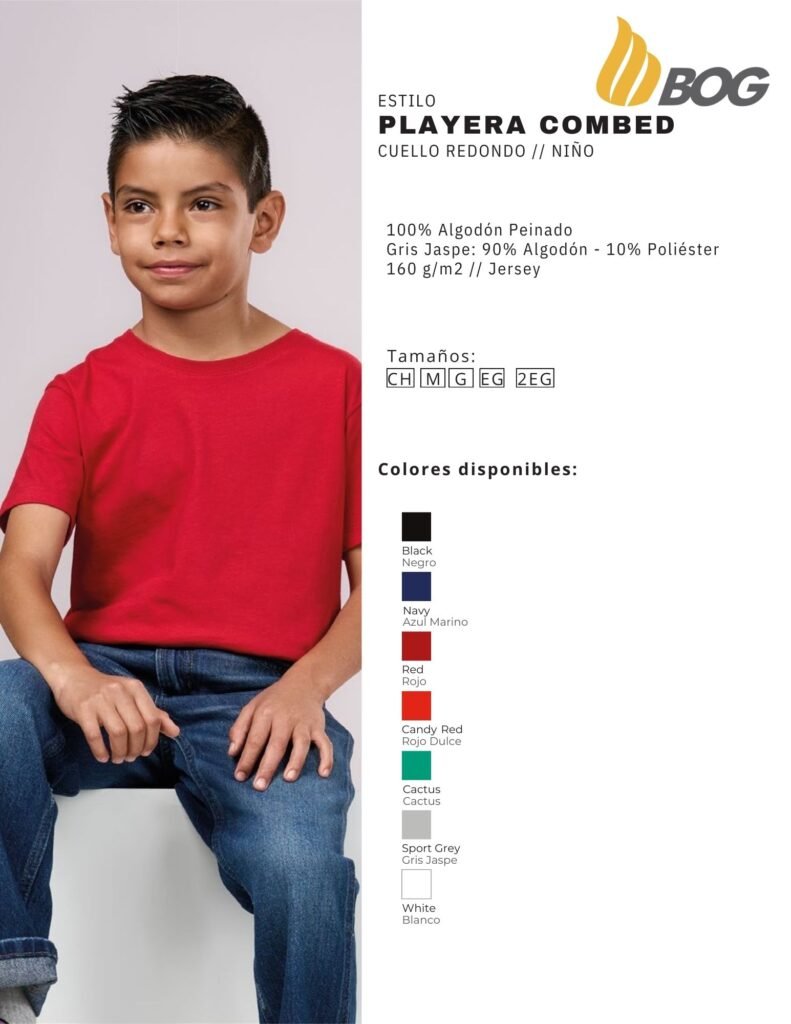 PLAYERA MOD COMBED CUELLO REDONDO NIÑO