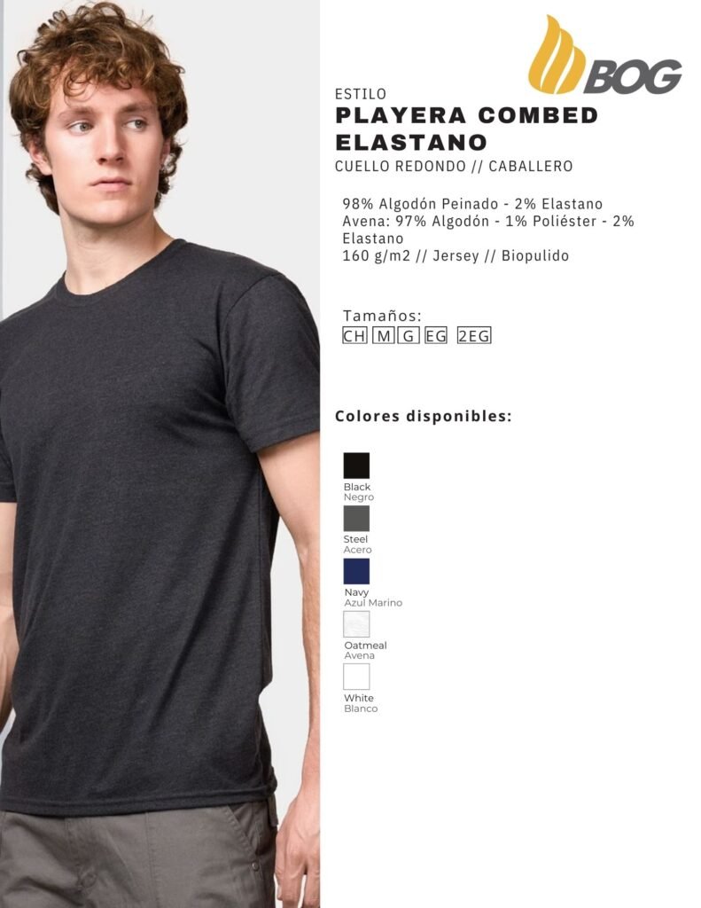 PLAYERA MOD COMBED ELASTANO CUELLO REDONDO CABALLERO