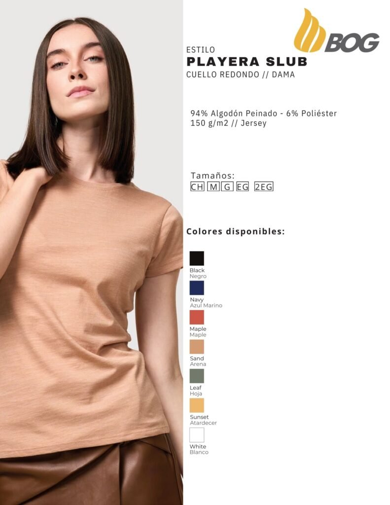 PLAYERA MOD SLUB CUELLO REDONDO DAMA
