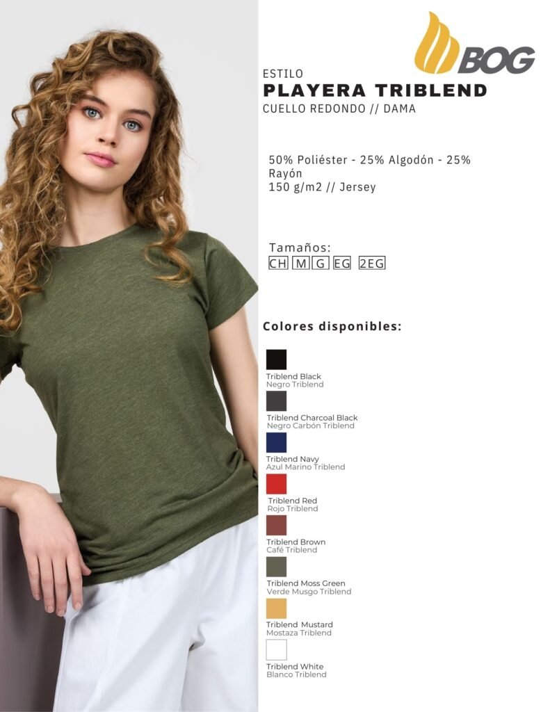 PLAYERA MOD TRIBLEND CUELLO REDONDO DAMA