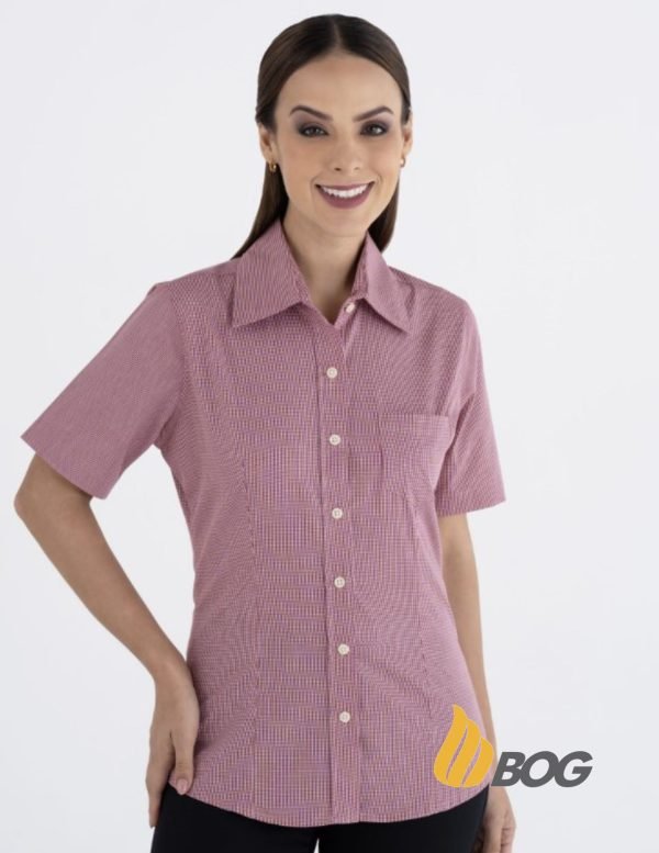Blusa Mujer Manga Corta Microcuadro - Imagen 3