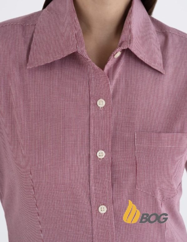 Blusa Mujer Manga Corta Microcuadro - Imagen 4