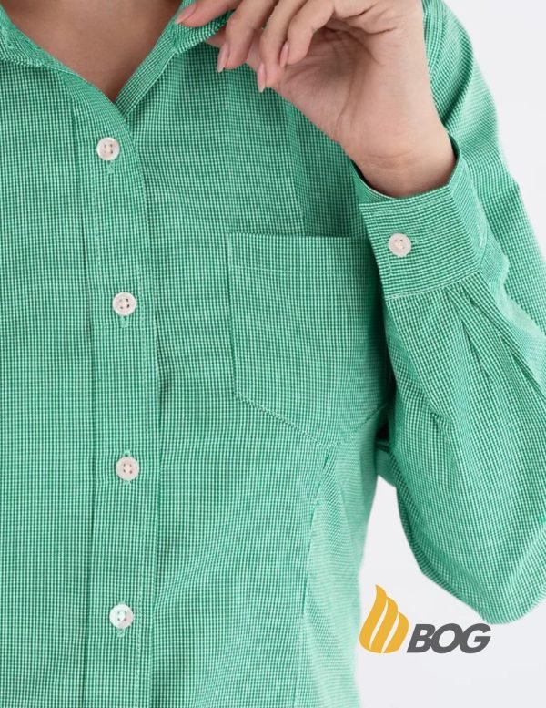 Blusa Mujer Manga Larga Microcuadro - Imagen 2