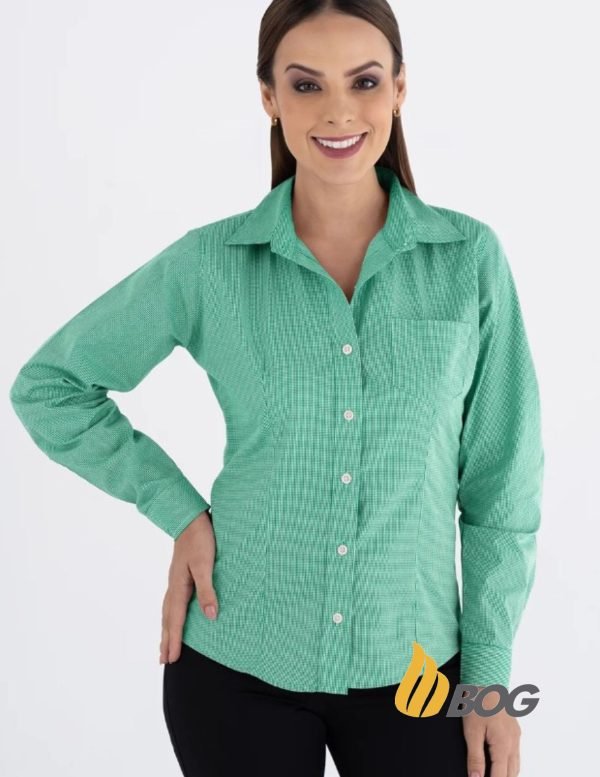 Blusa Mujer Manga Larga Microcuadro - Imagen 3