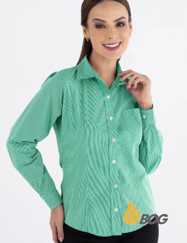 Blusa Mujer Manga Larga Microcuadro