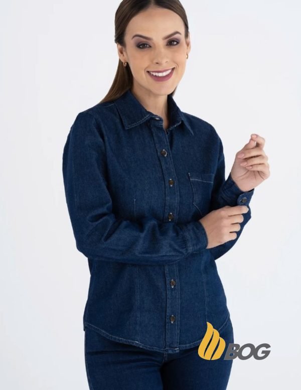 Blusa Mujer Mezclilla Manga Larga Stone - Imagen 5