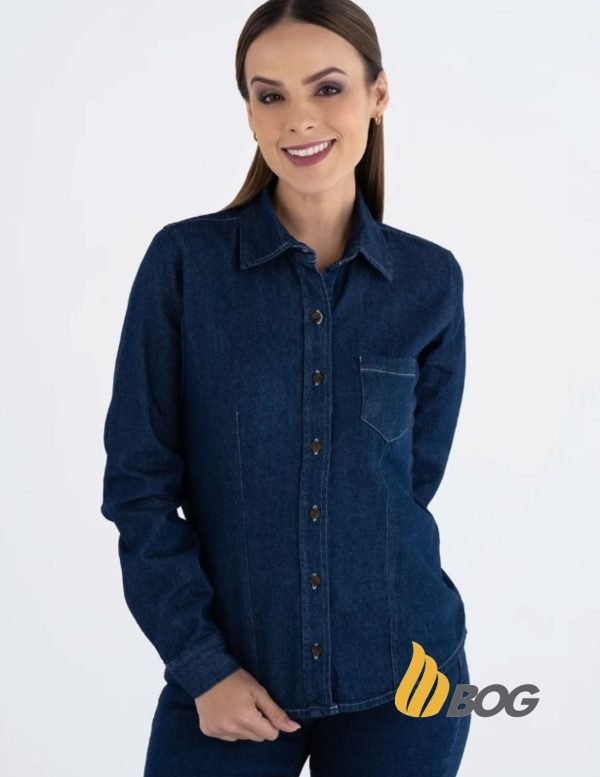 Blusa Mujer Mezclilla Manga Larga Stone - Imagen 2