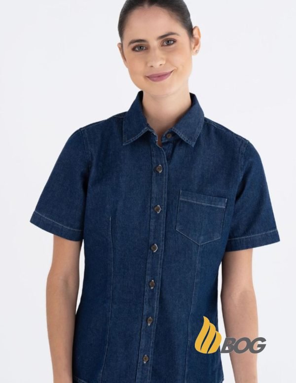Blusa Mujer Mezclilla Stone Manga Corta - Imagen 3