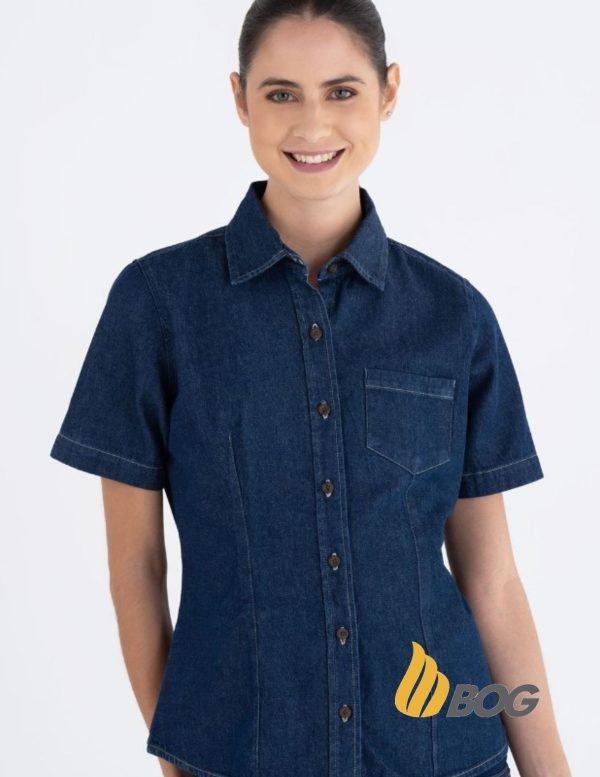 Blusa Mujer Mezclilla Stone Manga Corta - Imagen 4