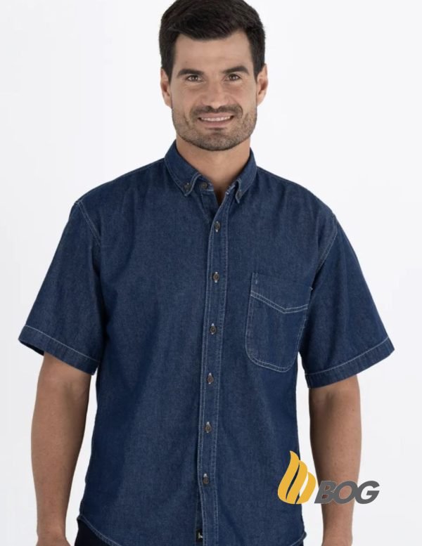Camisa Hombre Manga Corta Mezclilla Stone