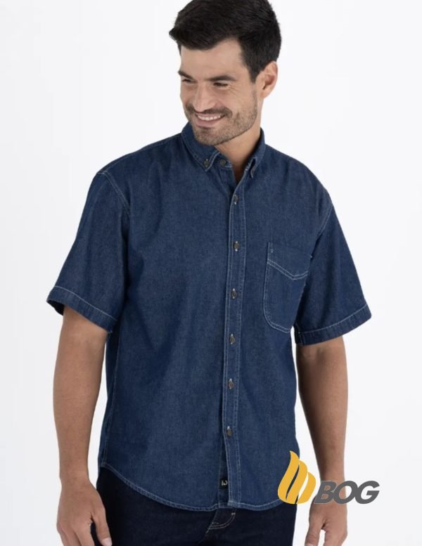 Camisa Hombre Manga Corta Mezclilla Stone - Imagen 2