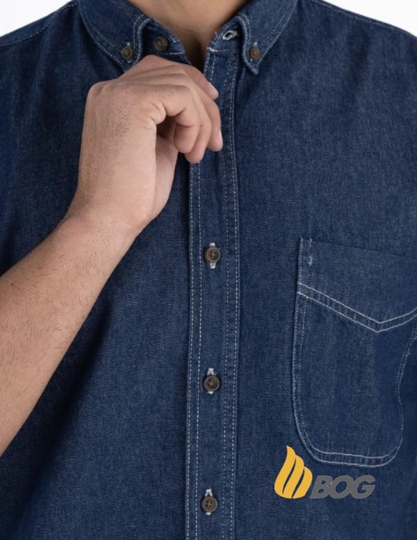 Camisa Hombre Manga Corta Mezclilla Stone - Imagen 5