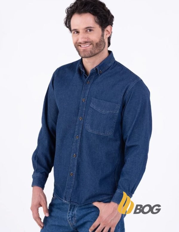 Camisa Hombre Manga Larga Mezclilla Stone - Imagen 3