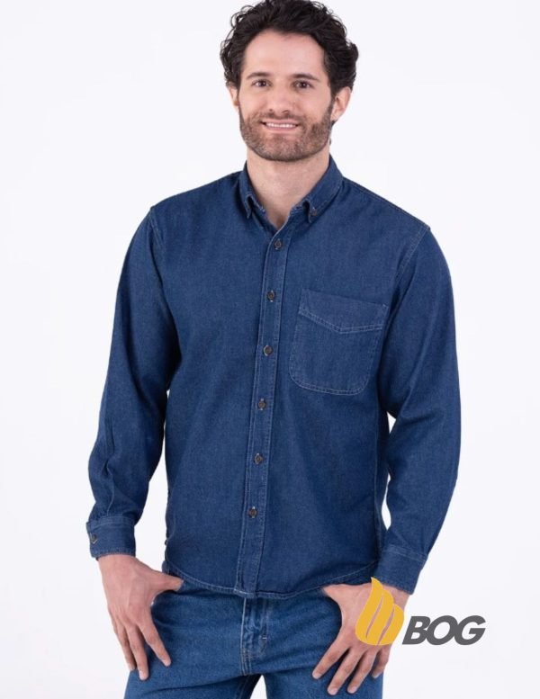 Camisa Hombre Manga Larga Mezclilla Stone - Imagen 4