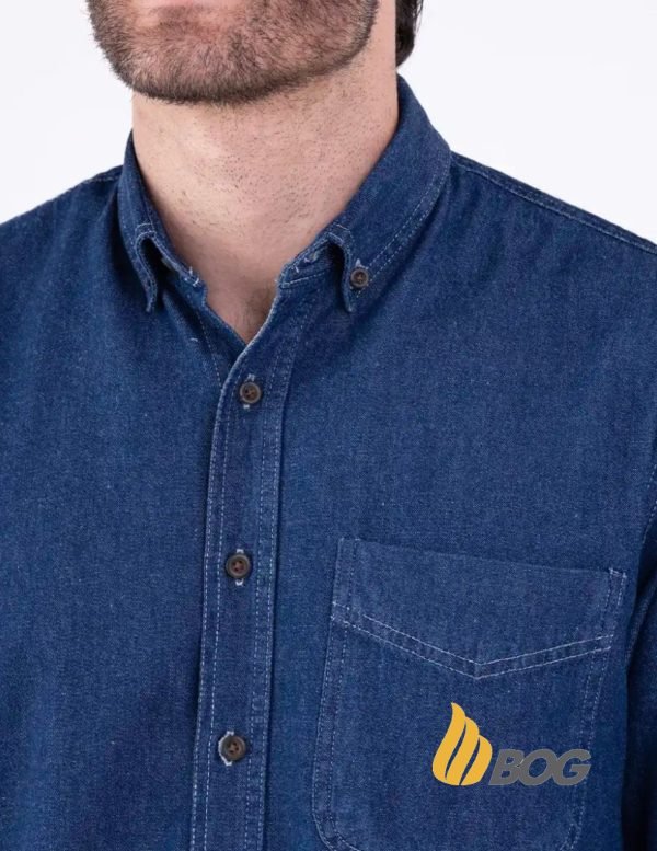 Camisa Hombre Manga Larga Mezclilla Stone - Imagen 2