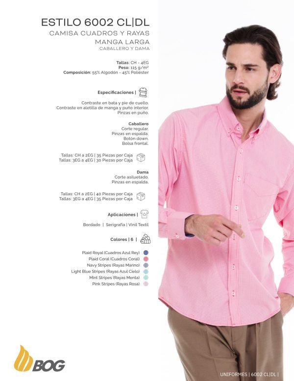 Camisa cuadros y rayas manga larga para caballero PLAYERYTEES 6002 CL