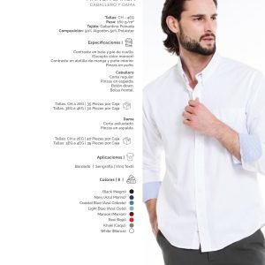 Camisa de gabardina manga larga para dama y caballero PLAYERYTEES 6000 CL