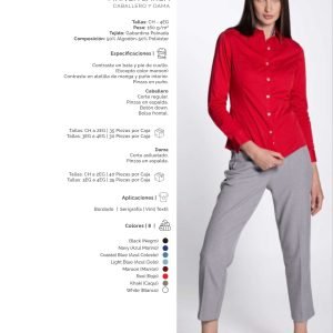 Camisa de gabardina manga larga para dama y caballero PLAYERYTEES 6000 DL