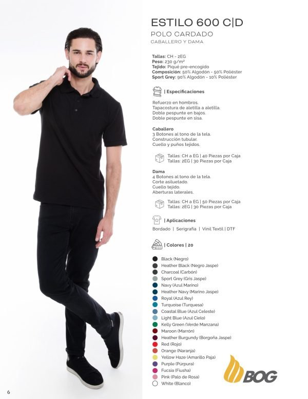 Playera para caballero PLAYERYTEES 600 C